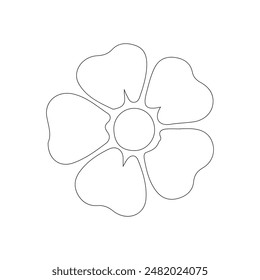 Contorno de un Vector de una flor silvestre sobre un fondo blanco.