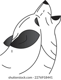 An outline vector of a wolf animal