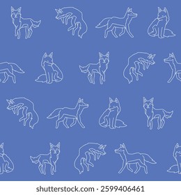 Outline Vector Wolf Pattern Illustration Seamless for Wallpaper Background Cover Packaging