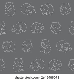 Outline Vector Wombat Seamless Pattern Background for Print Fabric Surface Fashion Wrapping