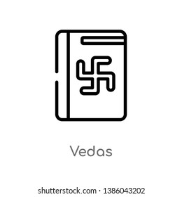 outline vedas vector icon. isolated black simple line element illustration from india concept. editable vector stroke vedas icon on white background