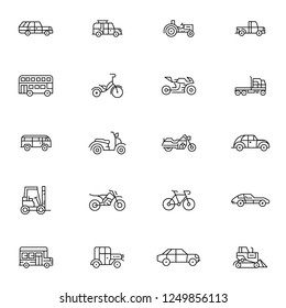 Outline Vehicle Icon Set. Vector Illustration