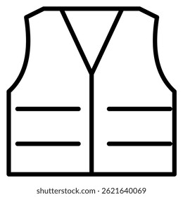 Contorno de um colete com bolsos mostrados em estilo de arte de linha simples ideal para design de moda ou conceitos de utilidade
