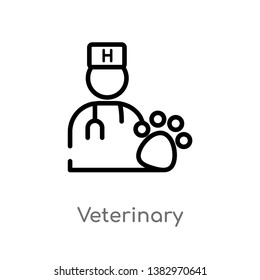 outline veterinary vector icon. isolated black simple line element illustration from health and medical concept. editable vector stroke veterinary icon on white background