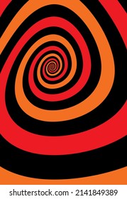 Outline vibrant black white paint drawn curvy infinite burst artist painting logo decor retro print style. Close up view modern bright red blue dizzy liquid fluid flow cycle pinwheel vertigo explosion
