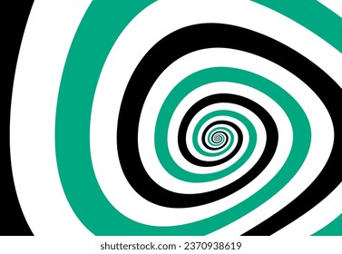 Outline vibrant black white paint drawn curvy infinite burst artist painting logo decor retro print style. Close up view modern bright red blue dizzy liquid fluid flow cycle pinwheel vertigo explosion