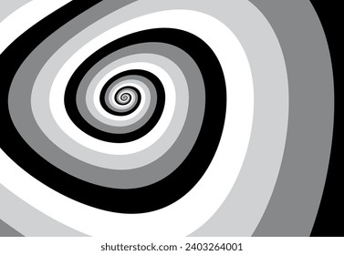 Outline vibrant black white paint drawn curvy infinite burst artist painting logo decor retro print style. Close up view modern bright red blue dizzy liquid fluid flow cycle pinwheel vertigo explosion