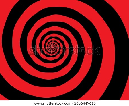 Outline vibrant black white paint drawn curvy infinite burst artist painting logo decor retro print style. Close up view modern bright red blue dizzy liquid fluid flow cycle pinwheel vertigo explosion