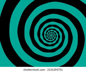 Outline vibrant dark black paint drawn curvy infinite burst artist painting logo decor retro print style. Close up view modern bright green dizzy liquid fluid flow cycle pinwheel vertigo explosion