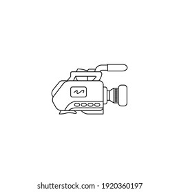 Outline video camera illustration. Vector