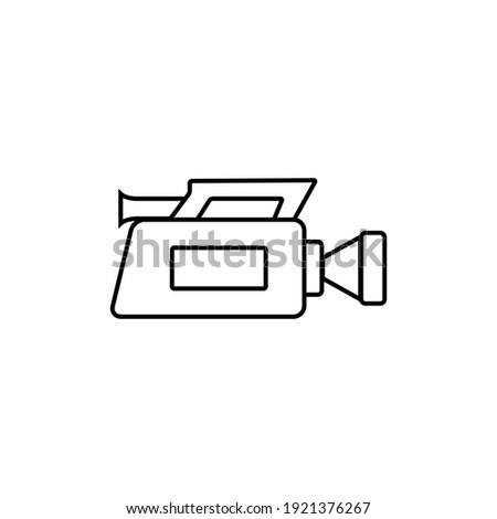Outline video camera illustration. Vector