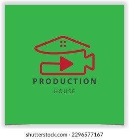 outline video camera play for production house logo premium elegant template vector eps 10