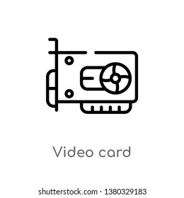 outline video card vector icon. isolated black simple line element illustration from electronic devices concept. editable vector stroke video card icon on white background