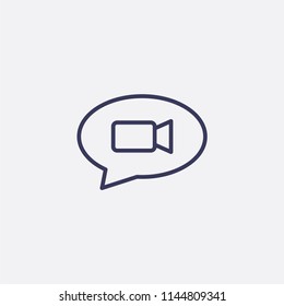 Outline video chat icon illustration,vector online sign symbol
