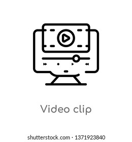 outline video clip vector icon. isolated black simple line element illustration from cinema concept. editable vector stroke video clip icon on white background