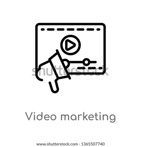 outline video marketing vector icon. isolated black simple line element illustration from marketing concept. editable vector stroke video marketing icon on white background
