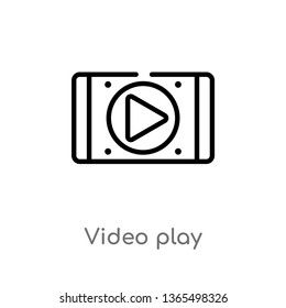 outline video play vector icon. isolated black simple line element illustration from user interface concept. editable vector stroke video play icon on white background