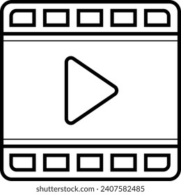 Outline-Video-Player-Symbol, Vektorgrafik einzeln auf weißem Hintergrund