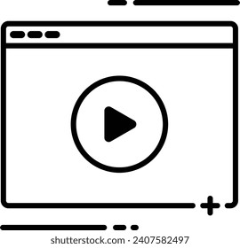 Outline video player icon vector isolated on white background