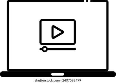 Outline video player icon vector isolated on white background