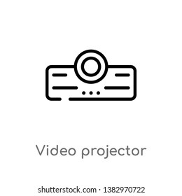 outline video projector vector icon. isolated black simple line element illustration from hardware concept. editable vector stroke video projector icon on white background