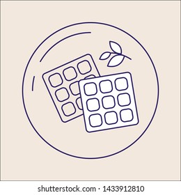 Outline Viennese waffles icon isolated. Viennese waffles symbol for website design mobile application ui. Editable stroke