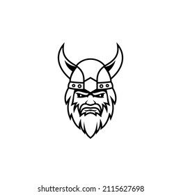 Outline Viking warrior logo design vector