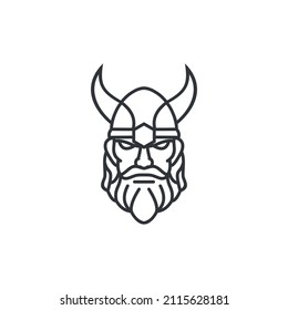 Outline Viking warrior logo design vector illustration