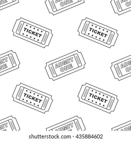 Outline vintage cinema tickets seamless pattern background.