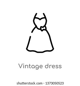 outline vintage dress vector icon. isolated black simple line element illustration from clothes concept. editable vector stroke vintage dress icon on white background