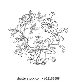 Outline vintage flowers bouquet or pattern