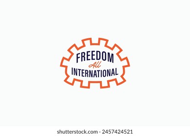 outline vintage freedom all international icon logo type design vector illustration. silhouette unique freedom all country logo vector design template isolated on white