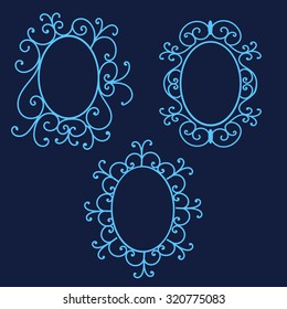 Outline vintage hand drawn badges frames. Vector set of design elements.