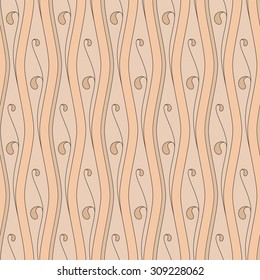 Outline vintage seamless beige pattern with wave