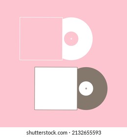 Outline vinyl disc in paper case. Front view. Perfect for presenting a musical recording.