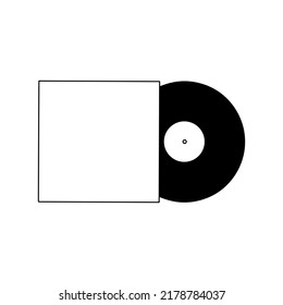 Outline vinyl disc in paper case. Front view. Perfect for presenting a musical recording.