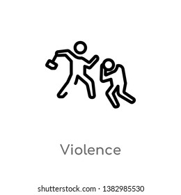 outline violence vector icon. isolated black simple line element illustration from law and justice concept. editable vector stroke violence icon on white background