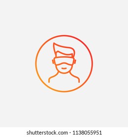 Outline virtual reality icon,gradient illustration,vector technology sign symbol
