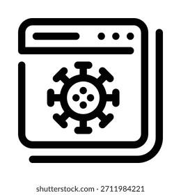 Describe el icono del virus para el malware, la amenaza cibernética y la infección digital.