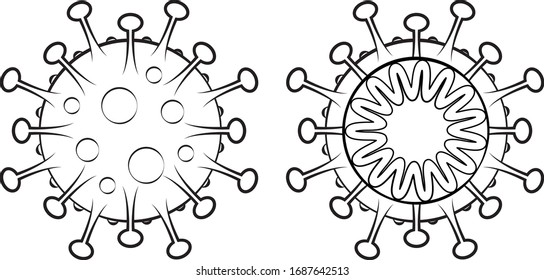 Umrissflache Virusflaeche, Konzept Coronavirus