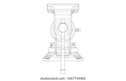 Outline vise vector. Wire-frame style. The layers of visible and invisible lines. 3D illustration