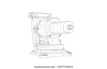 Outline vise vector. Wire-frame style. The layers of visible and invisible lines. 3D illustration