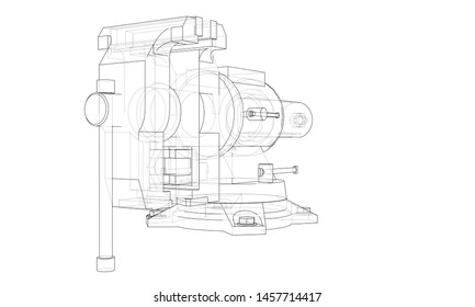 Outline vise vector. Wire-frame style. The layers of visible and invisible lines. 3D illustration