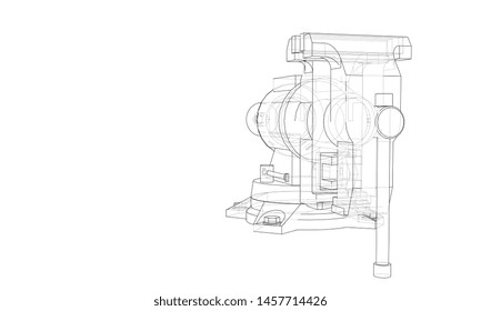 Outline vise vector. Wire-frame style. The layers of visible and invisible lines. 3D illustration