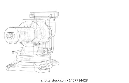 Outline vise vector. Wire-frame style. The layers of visible and invisible lines. 3D illustration