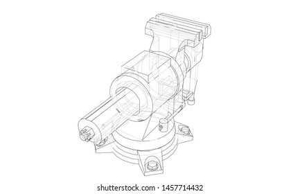 Outline vise vector. Wire-frame style. The layers of visible and invisible lines. 3D illustration