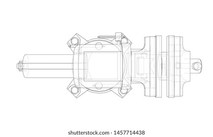 Outline vise vector. Wire-frame style. The layers of visible and invisible lines. 3D illustration