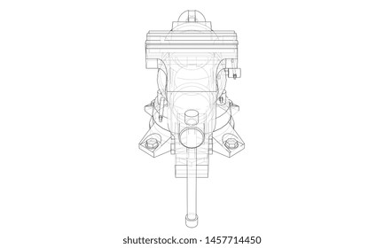 Outline vise vector. Wire-frame style. The layers of visible and invisible lines. 3D illustration