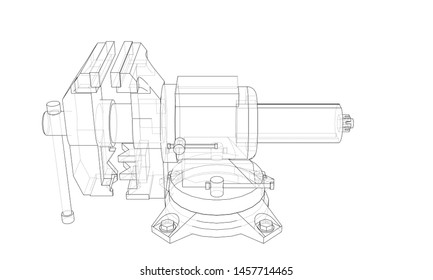 Outline vise vector. Wire-frame style. The layers of visible and invisible lines. 3D illustration