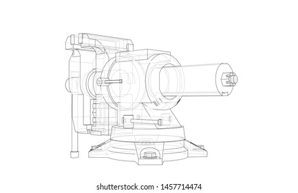 Outline vise vector. Wire-frame style. The layers of visible and invisible lines. 3D illustration